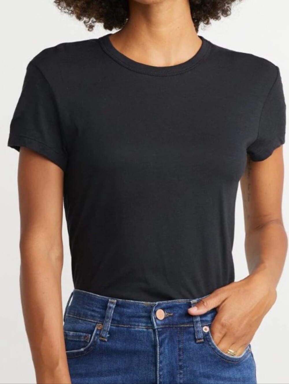 Marine Layer Tee T Shirt Womens Crew Neck Signature Essential Supima Black S
